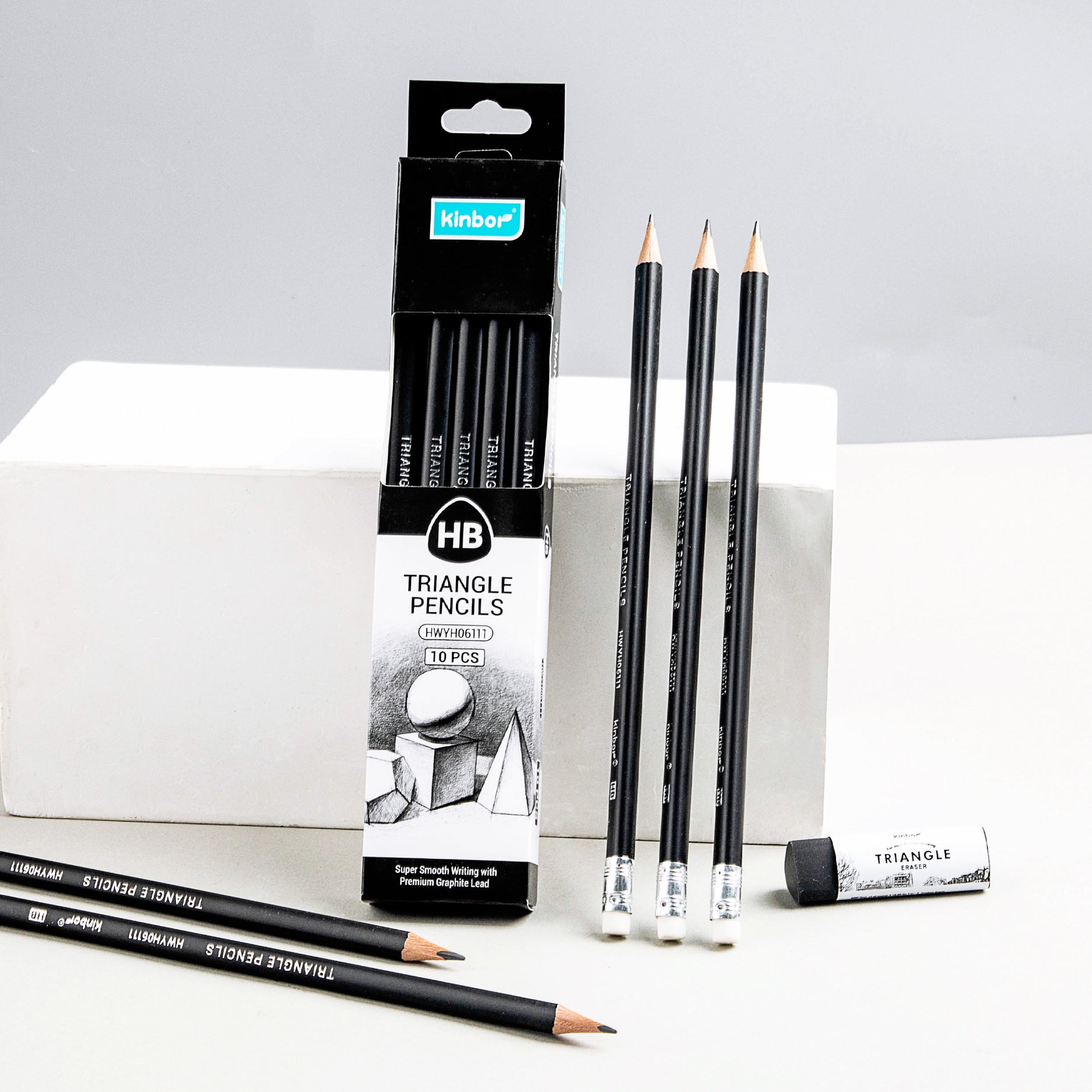 Kinbor Triangle HB Pencils – 12 Pack Pre-Sharpened