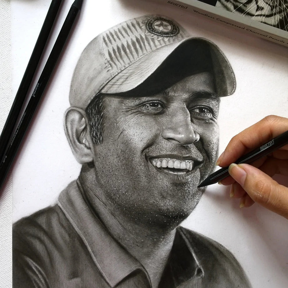 BRUSTRO WOODLESS CHARCOAL PENCILS-SET OF-6  