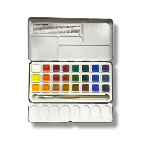 Vibrant DOMS Amariz water colour cakes in 24 shades, smooth and rich pigments for professional painting