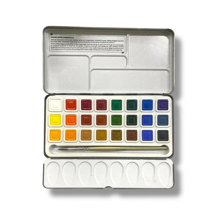 Vibrant DOMS Amariz water colour cakes in 24 shades, smooth and rich pigments for professional painting