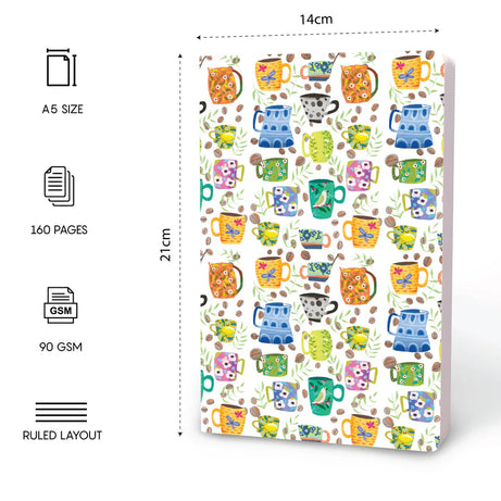 Cup And Saucers -Ruled Notebook(90 GSM/160 Pages/ A5 Notebook)