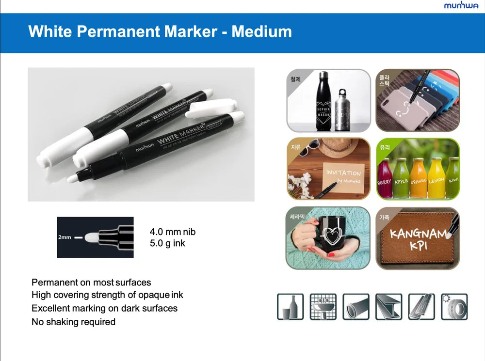 MUNHWA WHITE PERMANENT MARKER-M