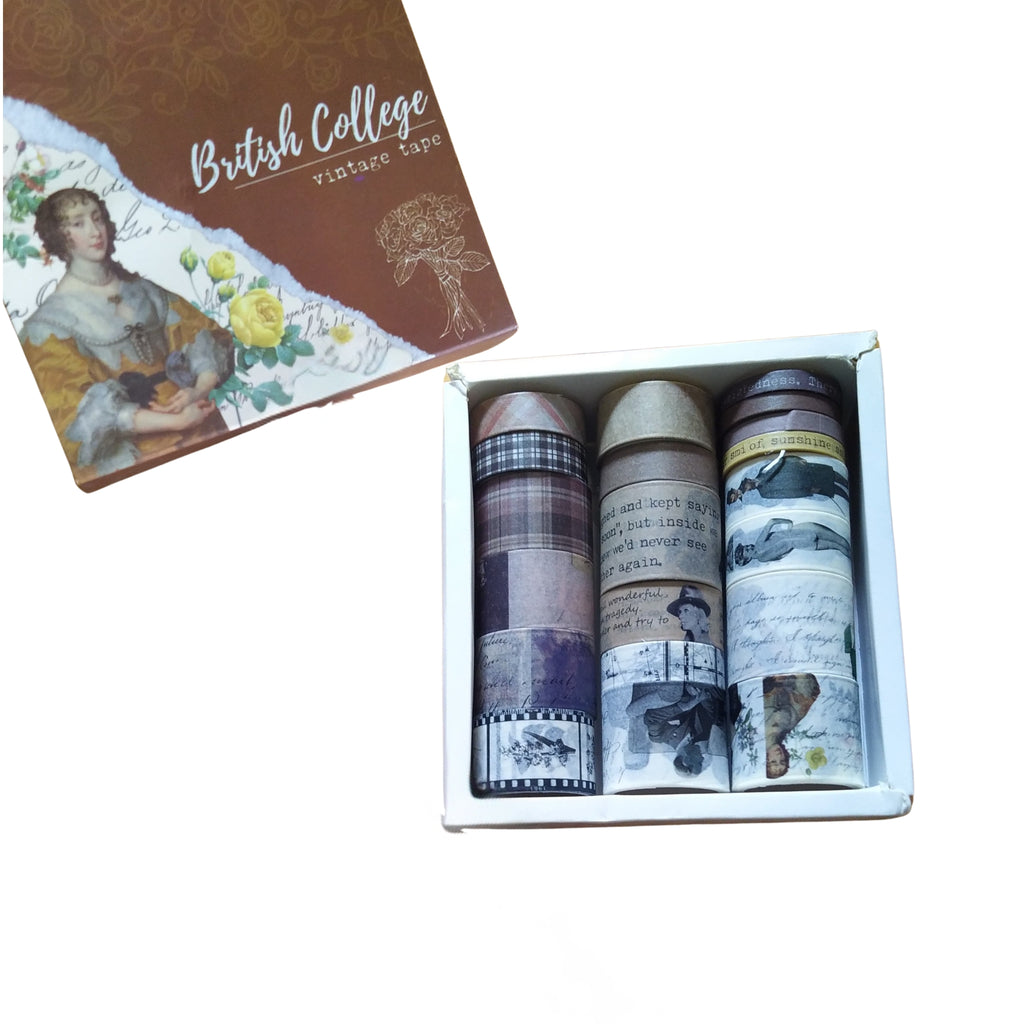 British College Washi Tape  Vintage Scrapbooking & Journaling Decorative Tape